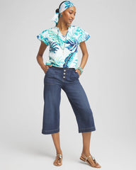 Paradiso Blue Notch Neck Cap Sleeve Tee
