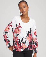 Alabaster Floral-Motif Smocked Cotton-Slub Tee