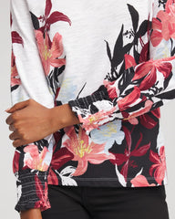 Alabaster Floral-Motif Smocked Cotton-Slub Tee