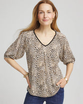 Ecru Leopard Braided Linen Top