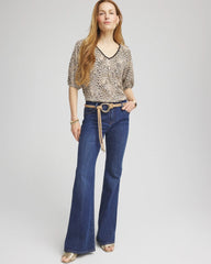 Ecru Leopard Braided Linen Top