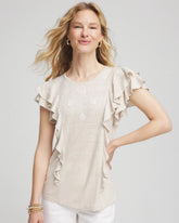 River Rock Embroidered Flutter-Sleeve Tee