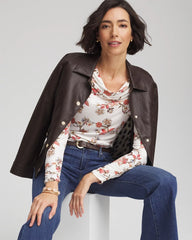 Ecru Touch of Cool™ Long-Sleeved Cowlneck Tee