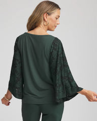 Darkest Spruce Touch of Cool™ Burnout Angel-Sleeved Top