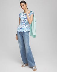 Alabaster Ocean Waves Cap Sleeve Dolman Tee