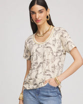Glistening Sand Panther Sweater-Trim Linen Tee