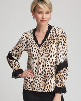 English Cream Animal Print Long-Sleeved Top