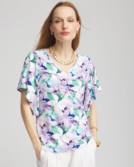 Gentle Lavender Touch of Cool™ Lily Handkerchief-Sleeve V-Neck Tee