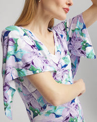 Gentle Lavender Touch of Cool™ Lily Handkerchief-Sleeve V-Neck Tee