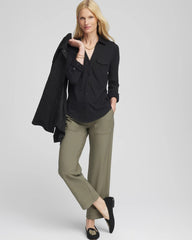 Black Collared Henley Shirt