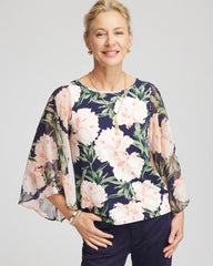 Darkest Spruce Georgette Angel-Sleeved Top