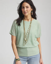 Moroccan Mint Jacquard Banded Hem Top