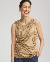 Cafe Aroma Sleeveless Ruffle-Appliqué Tank Top
