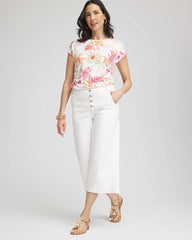 Alabaster Touch of Cool™ Tropical Floral Dolman Tee