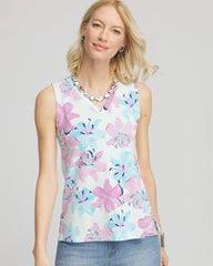 Paradiso Blue Floral Sleeveless V-Neck Tank