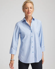 Tidal Blue No Iron™ Striped Jacquard Sateen Shirt