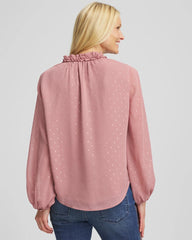 Dusty Rose Ruffleneck Lined Georgette Blouse