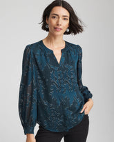 Teal Shadow Novelty Texture Blouse