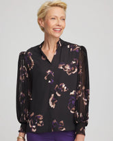 Black Fjord Flora Opaque Crepe Blouse