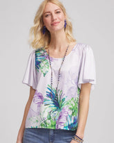 Violet Flutter Sleeve Satin Top