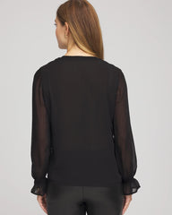 Black Georgette Polka Dot Blouse