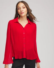 Carmine Red Pleated Georgette Blouse