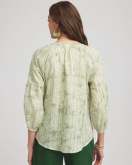 Salted Lime Lurex Stripe Cotton Blouse