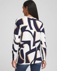 Passport Blue Geo Intarsia V-Neck Tunic