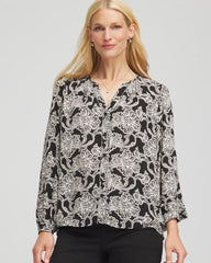Black Caviar Bead Georgette Blouse