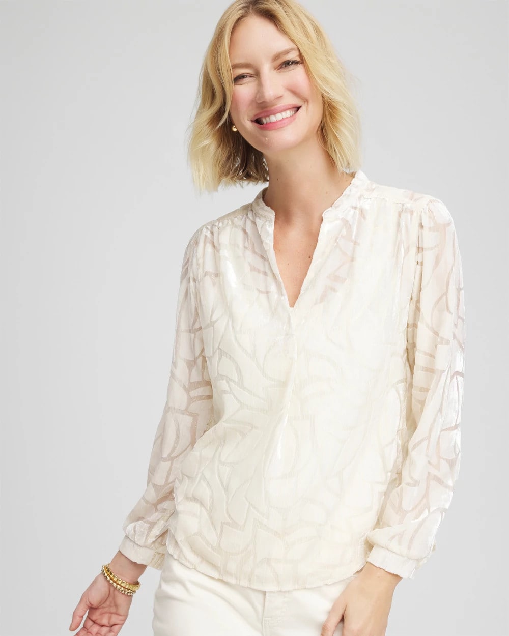 English Cream Cream Burnout Pullover Blouse
