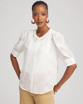 Ecru Chiffon Puff Sleeve Shirt