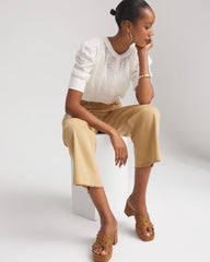 Ecru Chiffon Puff Sleeve Shirt