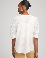 Ecru Chiffon Puff Sleeve Shirt