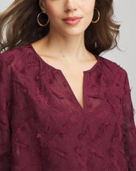 Deep Chianti Feathered Pullover Peasant Blouse