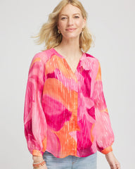 Crushed Berries Watercolor Classic Fit Chiffon Blouse