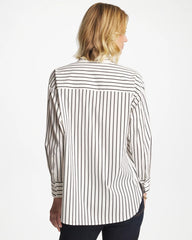 Black Striped Poplin Applique Tunic