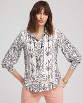 French Blush Faux Silk Floral Collared Shirt