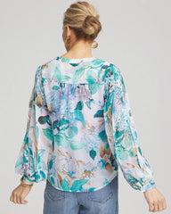 Paradiso Blue Georgette Billow Sleeved Blouse