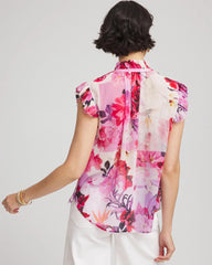 Plum Shade Floral Ruffle Collar Blouse