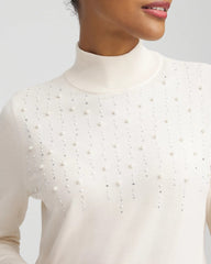 English Cream Ella Embellished Mockneck Sweater