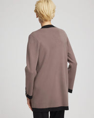 Deep Taupe Travelers™ Tipped Button-Down Cardigan