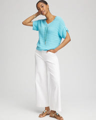 Paradiso Blue Sequin V-Neck Pullover Sweater
