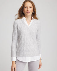 Classic Gray Classic Built-In Shirt Knit Sweater