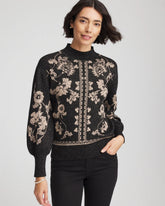 Black Bryne Jacquard Mockneck Pullover