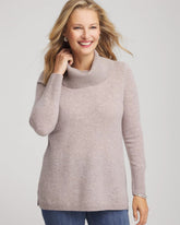 Taupe Heather Cowlneck Cashmere Pullover Tunic