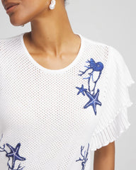 Blue Casa Ocean Motif Pullover Sweater