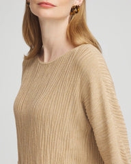 New Camel Heather Textured Zebra Print Dolman Sleeve Sweater