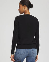Black Relaxed V-Neck Cashmere Sweater