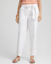 Alabaster Poplin Pull-On Tapered-Leg Cropped Pants
