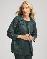 Darkest Spruce Travelers™ Collection Faux Leather Floral Jacket